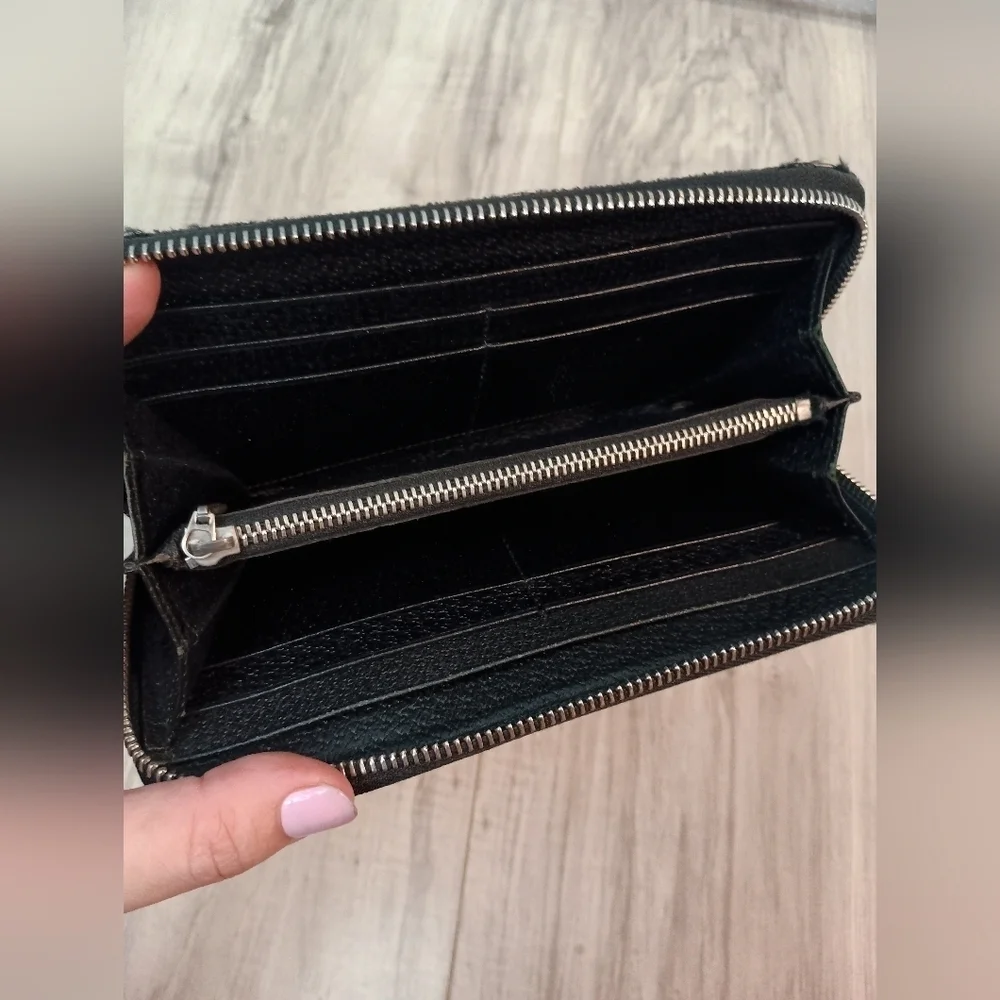 BVLGARI's Logo Mania Canvas Zip Around Long Wallet Black